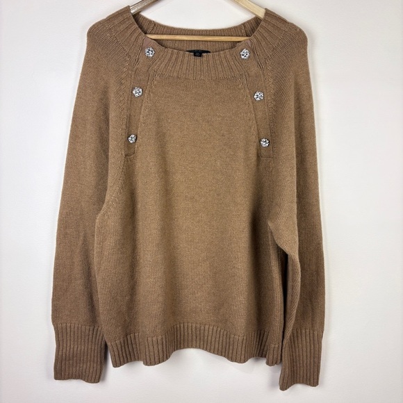 J. Crew Sweaters - J. Crew Wool Tan Sweater with Jewel Buttons Preppy Classic